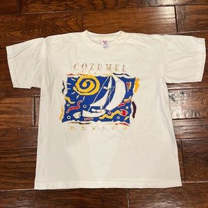 Vintage Sailboat and Sun Cozumel Vacation Graphic T-Shirt 90s Y2K